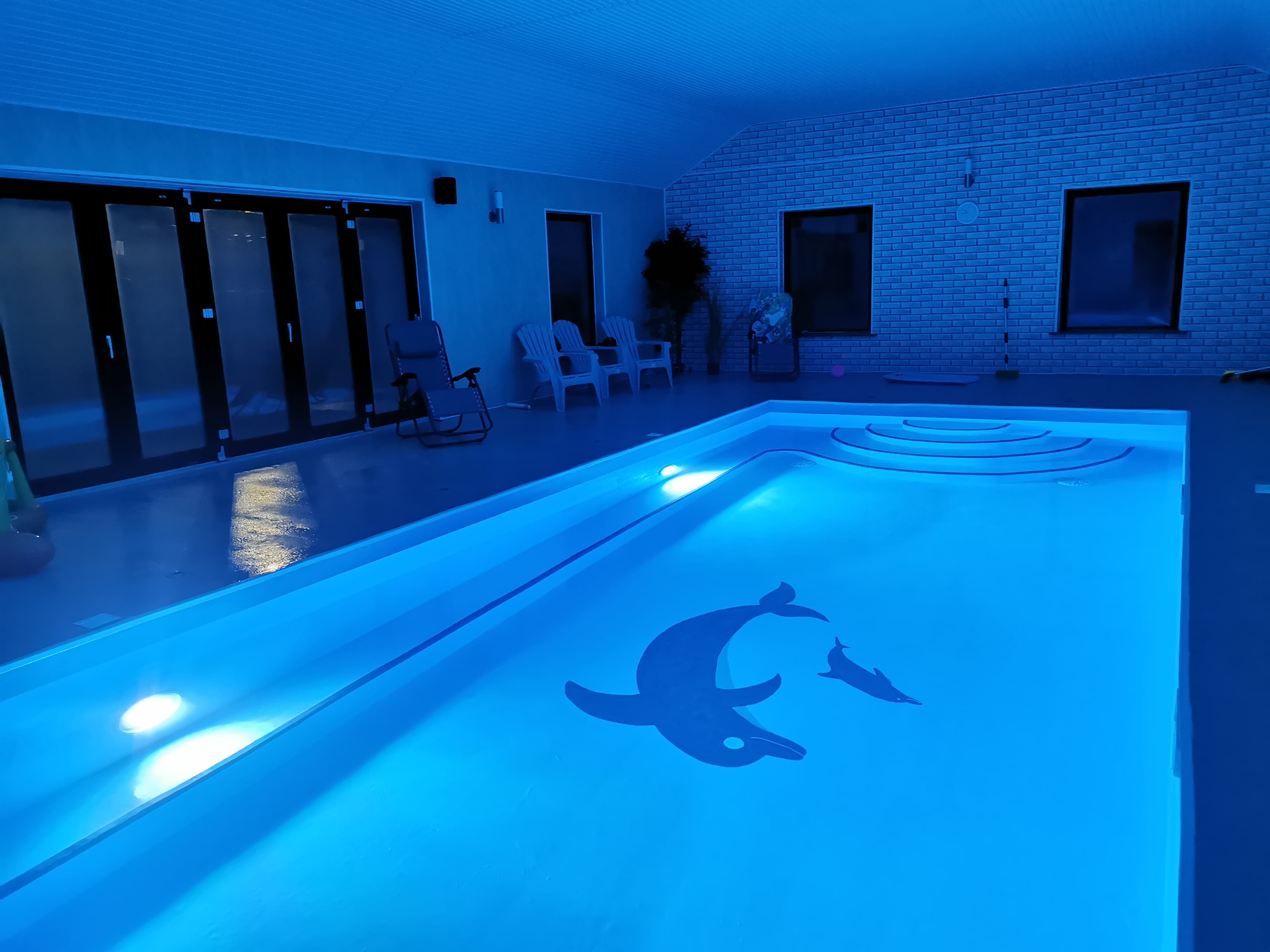 Pool with blue mood lighting